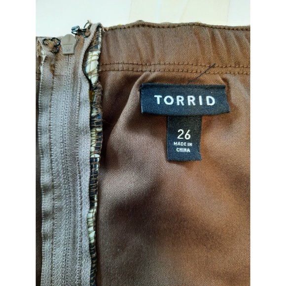 Torrid womens strapless halter short mini dress gold brown geo lined size 26 - Picture 8 of 13
